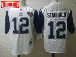 Dallas Cowboys Roger Staubach White 75th Anniversary Throwback Jersey