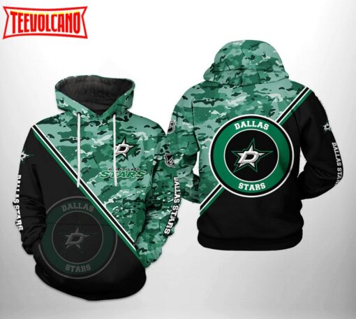 Dallas Stars NHL Camo Team 3D Printed Hoodie Zipper