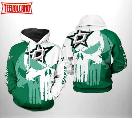 Dallas Stars NHL Team Skull 3D Printed Hoodie Zipper