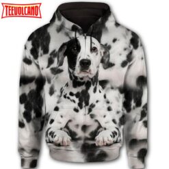 Dalmatian Cute Dog Face 3D Printed Hoodie Zipper