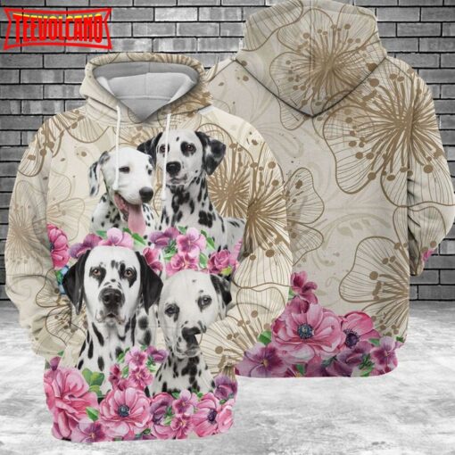 Dalmatian Flower 3D Printed Hoodie Zipper