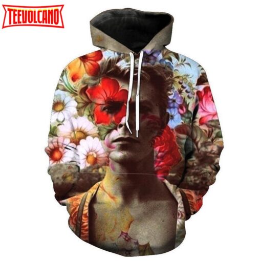 David Bowie Flower 3D Printed Hoodie Zipper