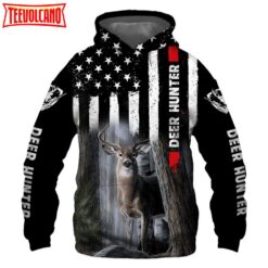 Deer Hunter US Flag 3D Printed Hoodie