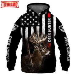 Deer Hunter US Flag Black 3D Printed Hoodie