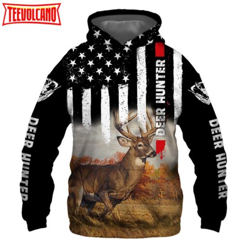 Deer Hunter US Flag Buck 3D Printed Hoodie