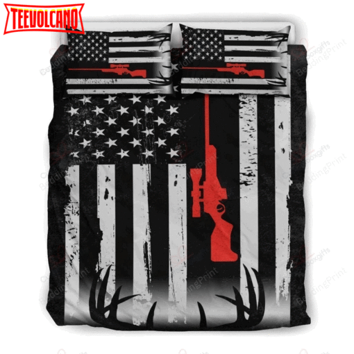 Deer Hunting American Flag Bed Sheets Duvet Cover Bedding Sets