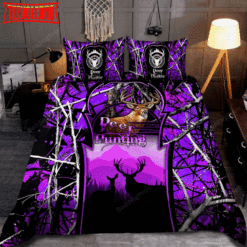 Deer Hunting Purple Sheets Spread Duvet Cover Bedding Sets