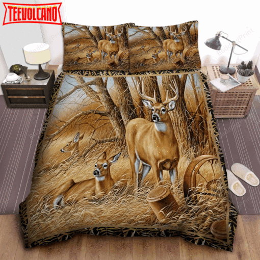 Deer In The Forest Vintage Bed Sheets Duvet Cover Bedding Sets