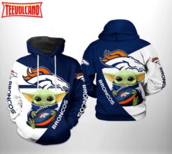 Denver Broncos NFL Baby Yoda Team 3D Printed Hoodie