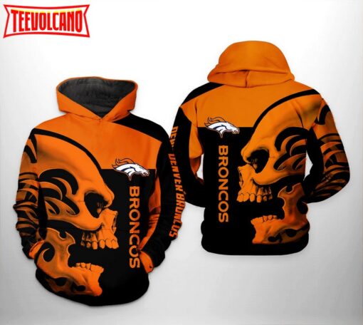 Denver Broncos NFL Skull 3D Printed Hoodie