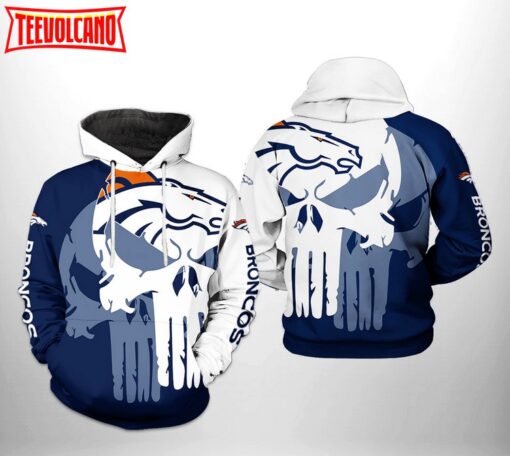 Denver Broncos NFL Team Skull 3D Printed Hoodie