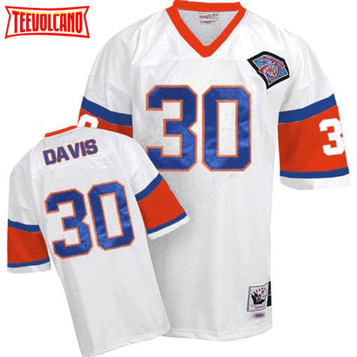 Denver Broncos Terrell Davis White 75th Anniversary Throwback Jersey