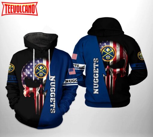 Denver Nuggets NBA US Flag Skull Team 3D Printed Hoodie