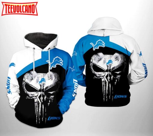 Detroit Lions NFL Skull Punisher Team 3D Printed Hoodie