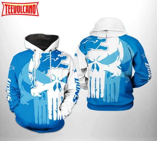 Detroit Lions NFL Team Skull 3D Printed Hoodie