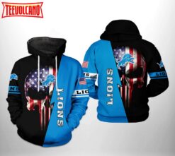 Detroit Lions NFL US Flag Skull Team 3D Printed Hoodie