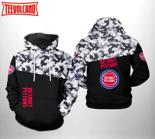 Detroit Pistons NBA Camo Veteran Team 3D Printed Hoodie