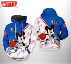 Detroit Pistons NBA Mickey 3D Printed Hoodie Zipper Hoodie