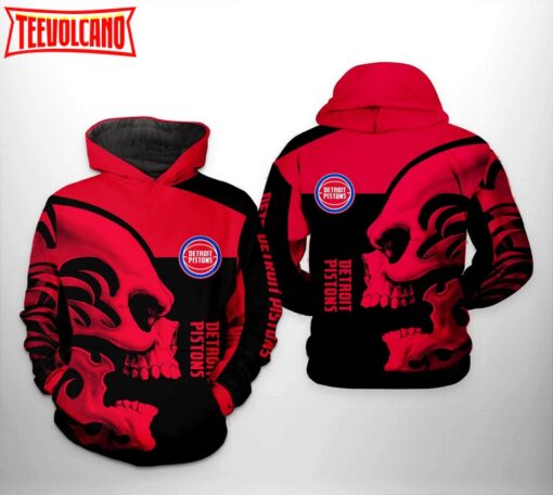 Detroit Pistons NBA Skull Team 3D Printed Hoodie Zipper Hoodie