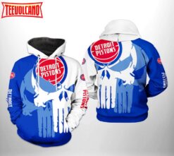 Detroit Pistons NBA Team Skull 3D Printed Hoodie