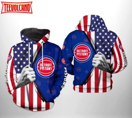 Detroit Pistons NBA US Flag Team 3D Printed Hoodie