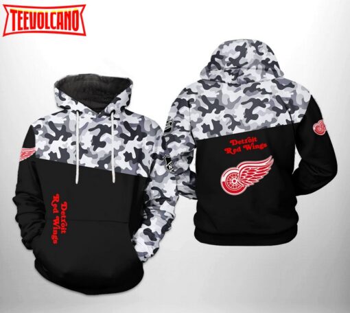 Detroit Red Wings Camo Veteran 3D Printed Hoodie