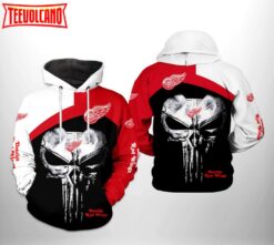 Detroit Red Wings Skull Punisher 3D Printed Hoodie