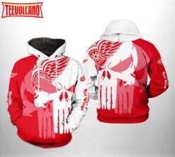 Detroit Red Wings Team Skull 3D Printed Hoodie