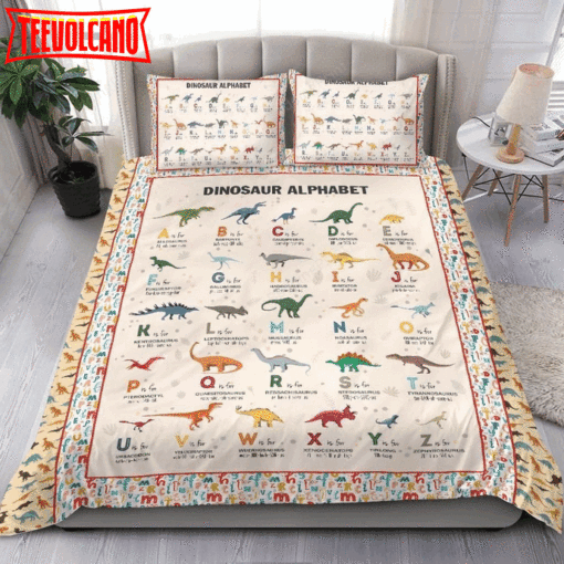 Dinosaur Alphabet Bedding Set Bed Sheets Duvet Cover