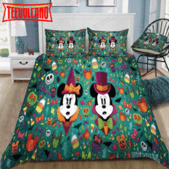 Disney Mickey And Minnie Pattern Background Bedding Set