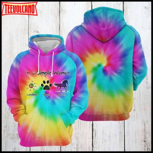 Dog Horse Tie Dye 3D Printed Hoodie