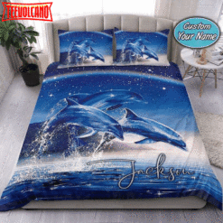 Dolphins In The Ocean Personalized Custom Duvet Cover Bedding Set