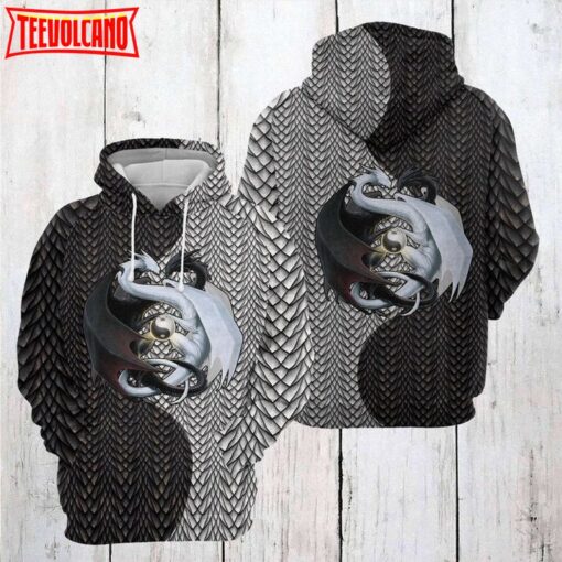 Dragon Black And White 3D Printed Hoodie