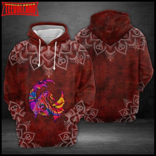 Dragon Red Mandala 3D Printed Hoodie