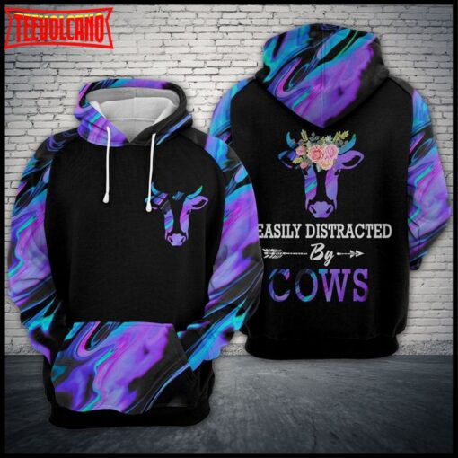 Easily Distracted By Cows 3D Printed Hoodie