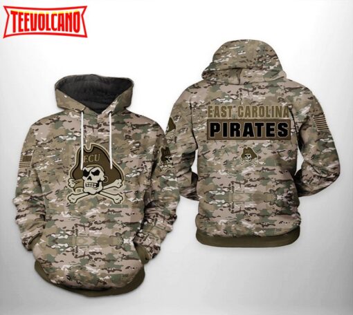 East Carolina Pirates NCAA Camo Veteran 3D Printed Hoodie