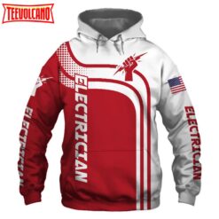 Electrician Red US Flag 3D Printed Hoodie