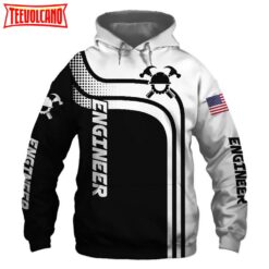 Engineer Black US Flag 3D Printed Hoodie