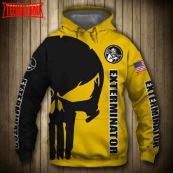 Exterminator Punisher Skull US Flag Black Yellow 3D Printed Hoodie