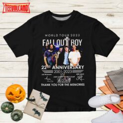 Fall Out Boy World Tour 2023 22nd Anniversary 2001-2023 Signature Band T shirt