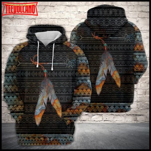 Feather Galaxy Native Pattern 3D Printed Hoodie