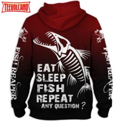 Fishing Eat Sleep Fish Repeat 3D Printed Hoodie