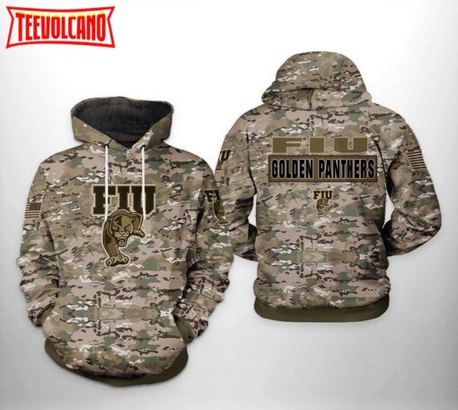 FIU Golden Panthers NCAA Camo Veteran 3D Printed Hoodie