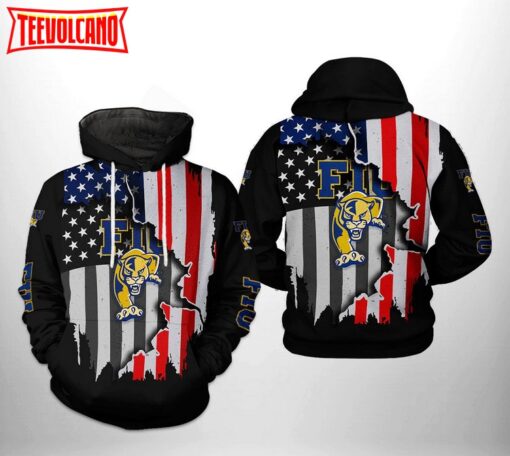 FIU Golden Panthers NCAA US Flag 3D Printed Hoodie