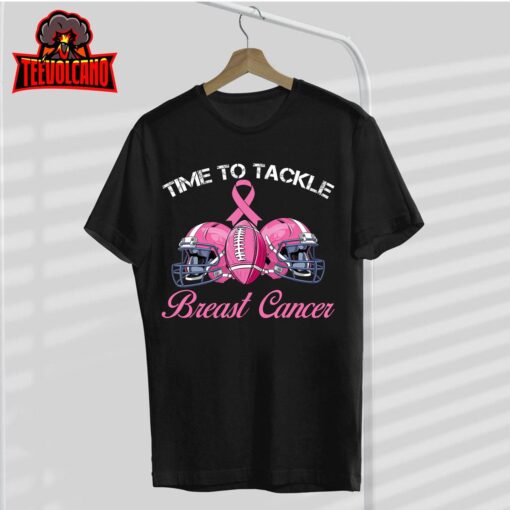 Football Survivor Time To Tackle Breast Cancer Awareness T-Shirt