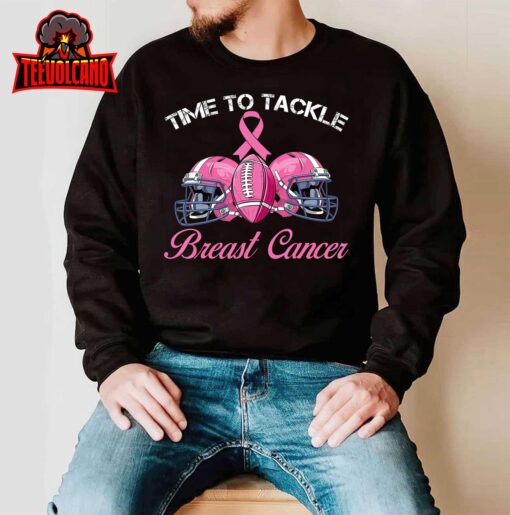 Football Survivor Time To Tackle Breast Cancer Awareness T-Shirt