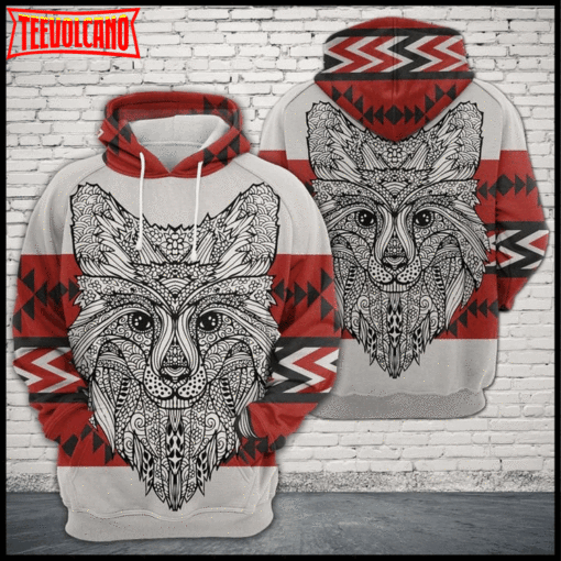 Fox Zentangle Native Pattern 3D Printed Hoodie