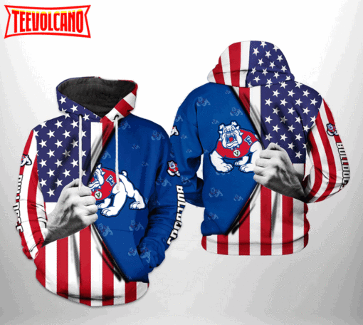 Fresno State Bulldogs NCAA US FLag 3D Printed Hoodie