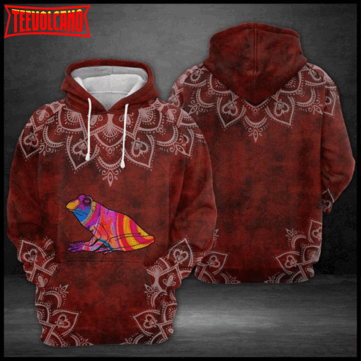 Frog Red Mandala 3D Printed Hoodie