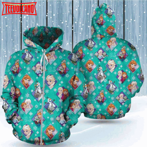 Frozen Princesses Elsa Anna 3D Printed Hoodie